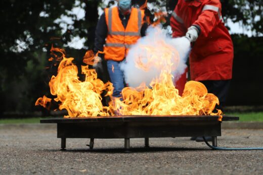 corporate safety - exercise during a firefighting course